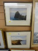 ARCHIBALD JAMES STUART WORTHING watercolours, two - English coastline scenes, labels verso, each