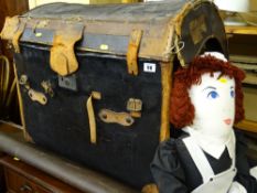 Vintage dome topped trunk and contents