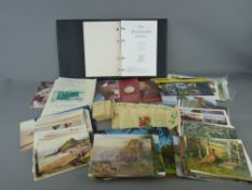 Mixed collection of vintage postcards, cigarette cards, Royal Mint stamps with two commemorative