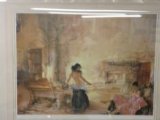 SIR WILLIAM RUSSELL FLINT limited edition (334/850) print - two young women, one semi nude with a