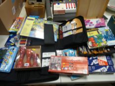 Large parcel of artist's materials, pastels, paints etc