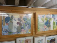 DAVID LOTEN gouache - 'Bell Tower, Plas Brond Anw' and another similar, each 52 x 72 cms