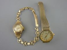 Nine carat gold lady's bracelet watch and a gold plated Citizen example
