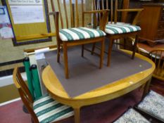 Nathan oval extending dining table and six (four plus two) dining chairs with classical stripe