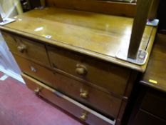 Victorian pine chest of two short over two long drawers