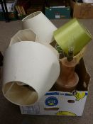 Box of decorative table lamps and shades