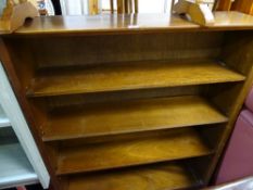 Stag style mahogany open bookcase with adjustable shelves