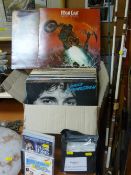 Box of old LP records, two DVDs of The Rolling Stones and The Beatles and Mannfred Mann and other