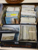 Three shoeboxes of British and foreign postcards