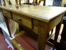Antique style oak two drawer side table of peg joined construction