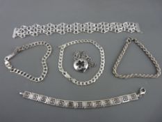 Six 925 and hallmarked silver bracelets