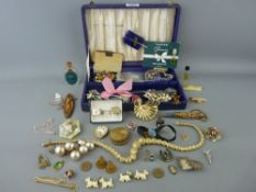 Parcel of Victorian and later costume jewellery and collectables including a butterfly wing armband,