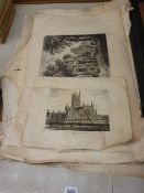 Collection of antique prints and bookplates depicting mainly classical ruins and architecture
