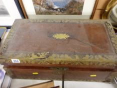 Victorian mahogany and brass bound writing slope (requiring restoration)