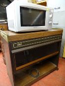 Sanyo silver finished microwave oven and a Phillips hostess trolley E/T