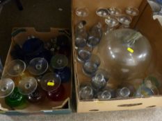 Two boxes of drinking and other glassware