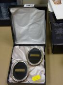 Pair of boxed oval miniature sterling silver portrait frames