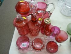 Collection of cranberry glassware