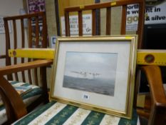 I D WALTON coloured print - flying boat, a new Supertool spirit level, a quantity of model railway