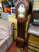 Reproduction triple weight mahogany grandmother clock with chiming movement