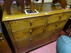 Vintage oak chest of four small over two long drawers