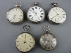Four hallmarked silver cased pocket watches and one other, various conditions