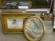 Two vintage wall mirrors, a quantity of picture frames etc