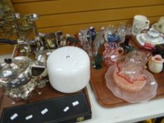 A parcel of EPNS including spirit kettle & shell-form vase, sundry glassware ETC Condition reports