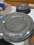 A collection of antique pewter plates Condition reports are provided on request by email only for