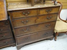 An antique oak chest of three long & two short drawers, 95cms wide Condition reports are provided on