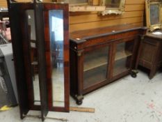 An antique rosewood galleried chiffonier with mirror top and brass fittings, 125cms wide Condition