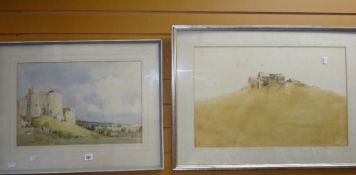 Framed twentieth century watercolour inscribed 'Kidwelly Castle, Wales' together with a framed