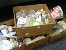 Four boxes of mixed china, glassware, games ETC Condition reports are provided on request by email