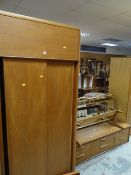 A mid-century wardrobe & long dressing table with mirror Condition reports are provided on request