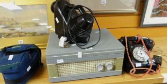 A vintage telephone, record player, camera ETC Condition reports are provided on request by email