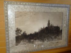 GEORGE HERBERT McCORD engraving by J T Bentley, European Gothic cathedral with little foot