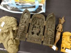 A pottery bust together with other collectables ETC Condition reports are provided on request by