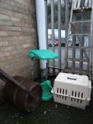 Parcel of items including garden roller, wooden ladder ETC