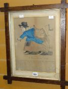 An interesting framed Welsh drawing incorporating a map of North Wales in the form of a walking