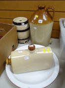 A stoneware flagon, a stoneware hot water bottle ETC Condition reports are provided on request by
