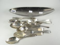 A parcel of silver cutlery, 20 oz. together with a non-silver dish Condition reports are provided on