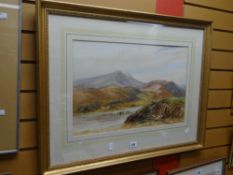 CHARLES T FOX watercolour - lake with cattle watering, signed, 35 x 52cms Condition reports are