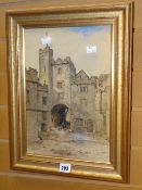 Framed watercolour of an ancient gateway by LOUIS HAGHE, signed / labelled verso Condition reports