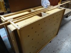 A mid to late century lightwood Scandinavian-style bed in two sections with drawers Condition