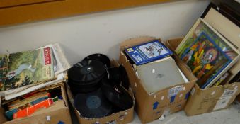 A box of maps, box of gramophone records, box of books & a box of mixed pictures Condition reports