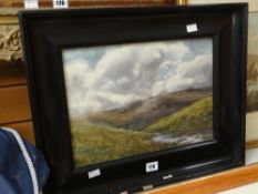 A watercolour by GADSBY of Moorland with clouds & brook, entitled verso 'Rolling Clouds, North