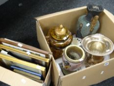 Three large vases, a wine cooler & a box of prints ETC Condition reports are provided on request