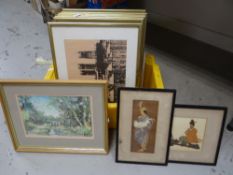 A tub of framed pictures Condition reports are provided on request by email only for this type of