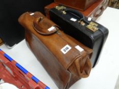 A good vintage leather Gladstone-type bag & another smaller leather case Condition reports are