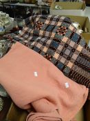 A pink, black & grey flecked Welsh blanket & another Condition reports are provided on request by